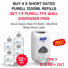 Purell Antiseptic Hand Gel 72% TFX 1200ml + TFX Touch Free Wall Dispenser (2720) SHORT DATED STOCK PACKAGE - While stock lasts